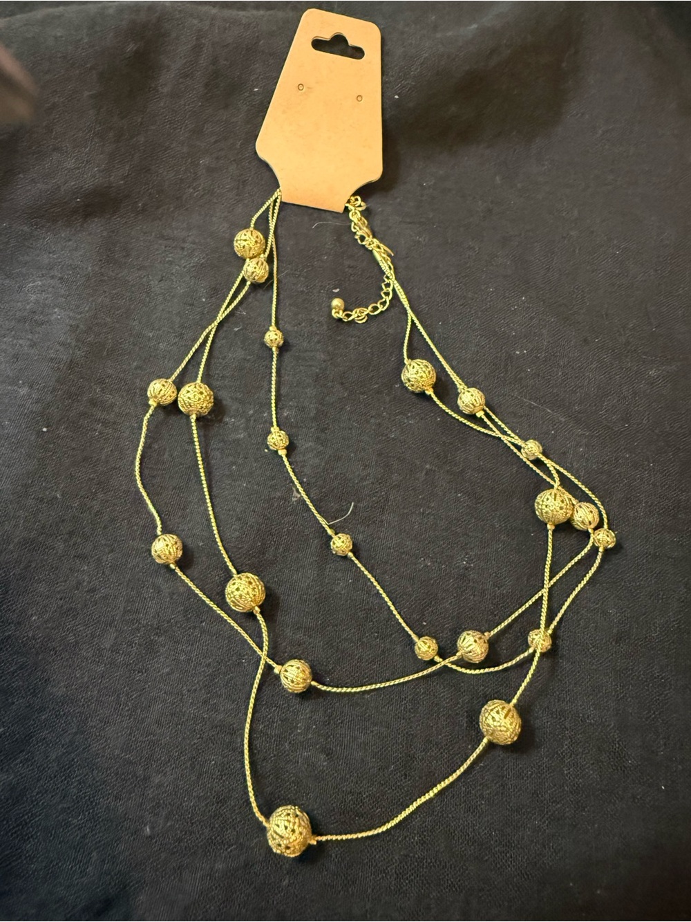 Gold Bead Multi-Strand Necklace - Women Jewelry